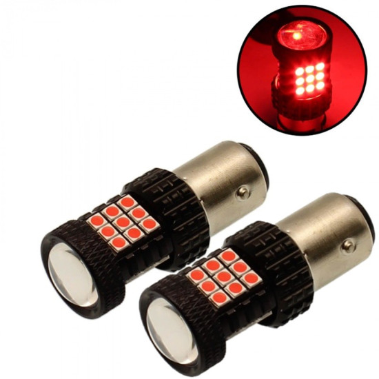 Ζευγάρι Διπολική Λάμπα LED CANBUS 1157 BAY15D 30 SMD 12-24V 900LM Κόκκινο OEM