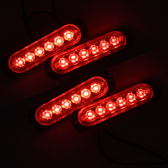 Σετ φανάρια LED κόκκινα 6 SMD 12V/24V με 15 λειτουργίες και χειριστήριο 4 τεμαχίων IP66 OEM