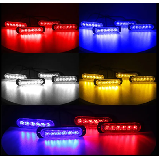 Σετ φανάρια LED κόκκινα 6 SMD 12V/24V με 15 λειτουργίες και χειριστήριο 4 τεμαχίων IP66 OEM