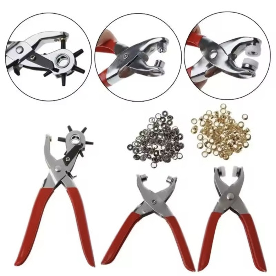 Σετ πένσας 3 τεμαχίων τρυπητήρα, κρίκου και κουμπώματος Κόκκινο - ΟΕΜ