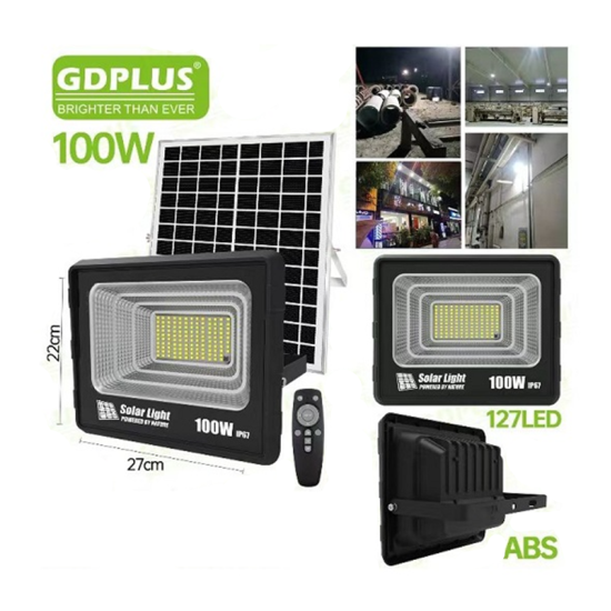 Ηλιακός Προβολέας LED 100W IP67 με πάνελ, Τηλεχειρισμό & Χρονοδιακόπτη GD-100H