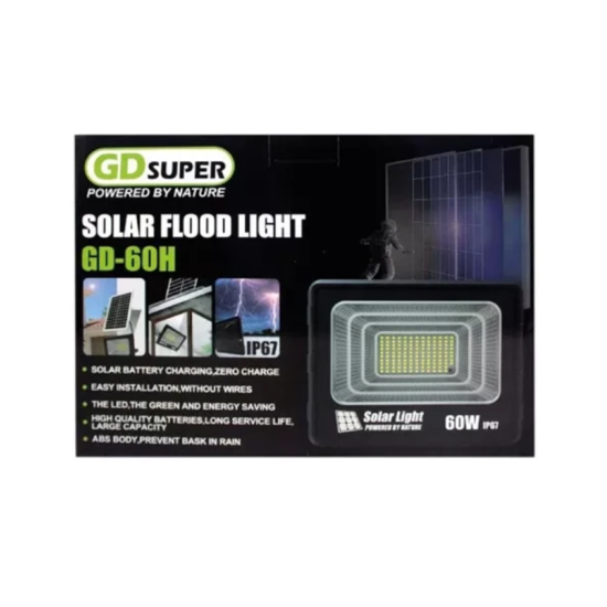 Ηλιακός Προβολέας Αδιάβροχος GDSUPER GD-60H 60W με Ξεχωριστό Ηλιακό Πάνελ και Χειριστήριο