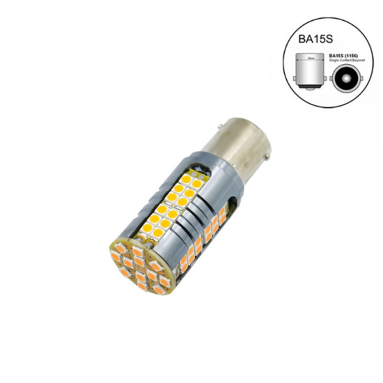 LED Μονοπολική Λάμπα 1156-BA15S 12V 60 SMD Canbus σε Πορτοκαλί Φωτισμό W15885
