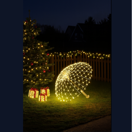 Διακοσμητική Ομπρέλα με 160 LED Θερμού Λευκού Φωτισμού 85cm