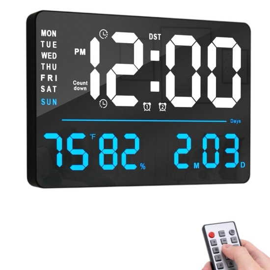 Ψηφιακό Ρολόι LED Τοίχου με Ημερολόγιο – X6636 (Λευκό–Μπλε) 