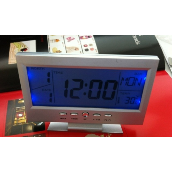 Ρολόι ημερολόγιο-ξυπνητήρι-θερμόμετρο με ευαισθησία στον ήχο ΟΕΜ