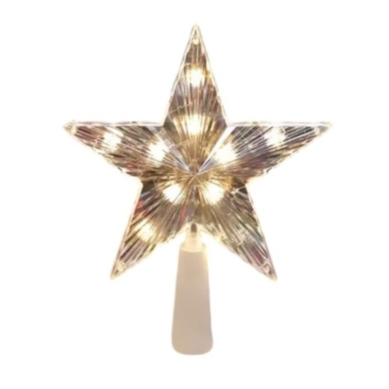 Χριστουγεννιάτικη Κορυφή Δέντρου Φωτιζόμενο Αστέρι, με Λευκό Θερμό LED 220V