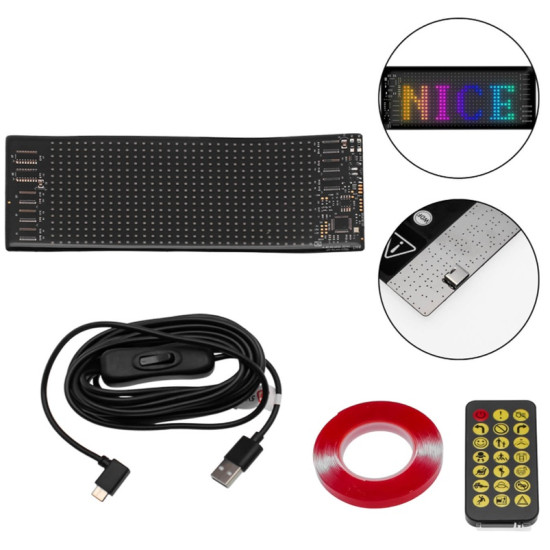 Εύκαμπτη LED Πινακίδα RGB Bluetooth με Κινούμενες Εικόνες και Κείμενο μέσω Εφαρμογής - LED Matrix Panel 7x17.3cm OEM