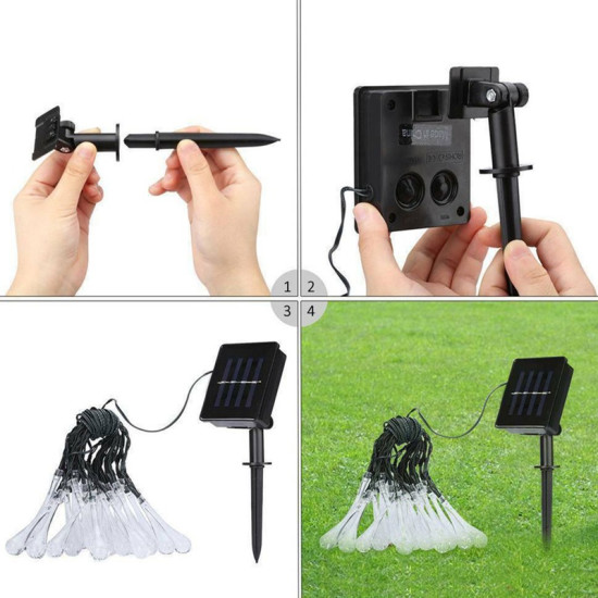 Ηλιακά Χριστουγεννιάτικα Λαμπάκια Σταλακτίτες - 20 LED RGB - Αδιάβροχα Εξωτερικού Χώρου - 3x2m