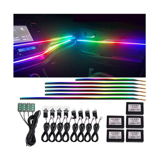 Ατμοσφαρικά φώτα εσωτερικού αυτοκινήτου RGB LED 18 σε 1 HW-0412