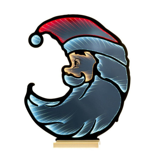 Infinity Αι Βασίλης Φεγγάρι καθρέφτης Φωτιζόμενος σε Ξύλινη Βάση Διπλής Όψης 40Χ45εκ.