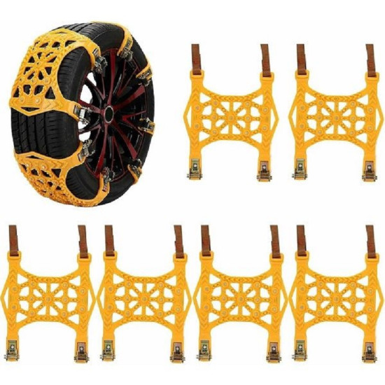 Σετ Αντιολισθητικές Πλαστικές Αλυσίδες Τροχών Χιονιού και Πάγου 6 Τεμάχια σε Βαλιτσάκι JN-3047-112
