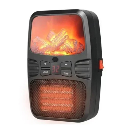 Μίνι Τζάκι Αερόθερμο με Εφέ Φλόγας Σόμπα Πρίζας LED Οθόνη & Τηλεχειριστήριο 500Watt DX-21