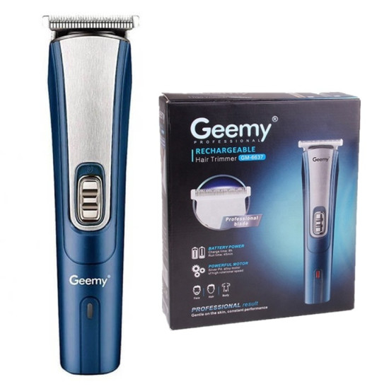 Επαναφορτιζόμενη Κουρευτική Μηχανή Μπλε GM-6637 Gemei 