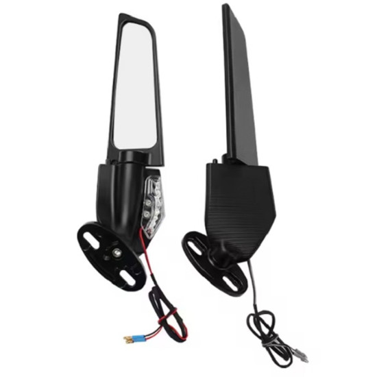 Σετ μεταλικοί περιστρεφόμενοι καθρέφτες οπισθοπορείας μοτοσικλέτας με φως LED HW-0386