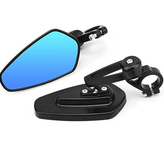 Σετ μεταλικοί καθρέφτες οπισθοπορείας μοτοσικλέτας 22mm HW-0387 Μαύρο
