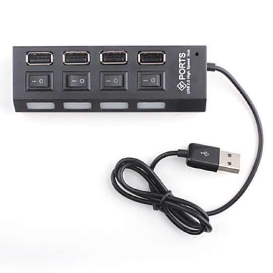 USB Hub 2.0 4 Θέσεων με διακόπτες ON/OFF ΟΕΜ