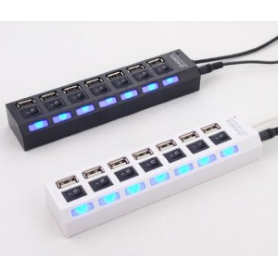 USB Hub 2.0 Hi-Speed 7 Θέσεων με διακόπτες ON/OFF ΟΕΜ