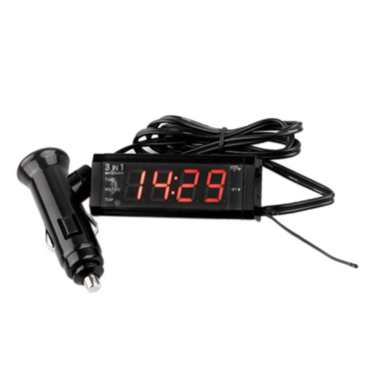 Ψηφιακό Ρολόι / Θερμόμετρο / Βολτόμετρο Αυτοκινήτου 12V/24V 3 σε 1 HW-0382