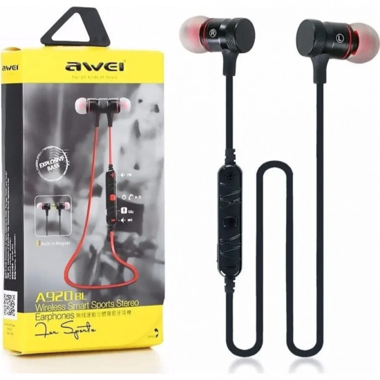 Ασύρματα Bluetooth ακουστικά earphones με ενσωματωμένο μικρόφωνο και μαγνήτη μαύρα A920 BL Awei Ασύρματα Bluetooth ακουστικά earphones με ενσωματωμένο μικρόφωνο και μαγνήτη μαύρα A920 BL Awei