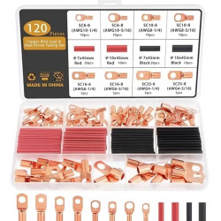 Σετ 120 τεμάχια ακροδέκτες από χάλκινο σύρμα με σετ θερμοσυστελλόμενων σωλήνων W16500