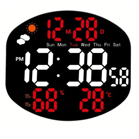 Ψηφιακό ρολόι τοίχου με κόκκινα ψηφία DS-3816L