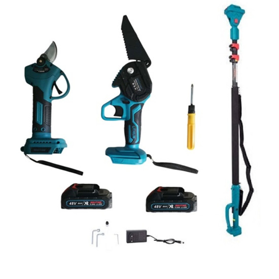 Σετ αλυσοπρίονο & ψαλίδι κλαδέματος με 2 μπαταρίες 48V & τηλεσκοπικό κοντάρι Σετ αλυσοπρίονο & ψαλίδι κλαδέματος με 2 μπαταρίες 48V & τηλεσκοπικό κοντάρι