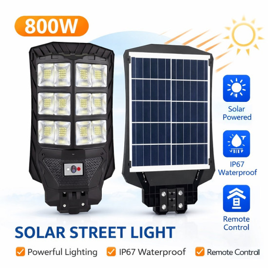 Ηλιακό Φωτιστικό Δρόμου 800W LED με Τηλεχειριστήριο