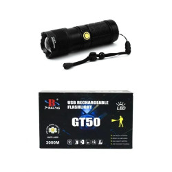 Επαναφορτιζόμενος Φακός LED GT50 USB Μεγάλης Ισχύος 3000m