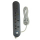 Πολύπριζο Ασφαλείας 4 Θέσεων με Διακόπτη, 4 USB και Καλώδιο 2m Μαύρο
