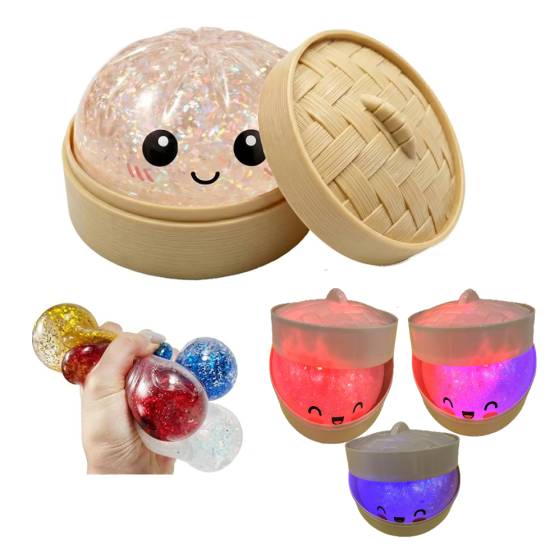 Squishy dumpling αντιστρές αφρώδες πολύχρωμο με φως που αναβοσβήνει 10cm σε διάφορα χρώματα 1τμχ