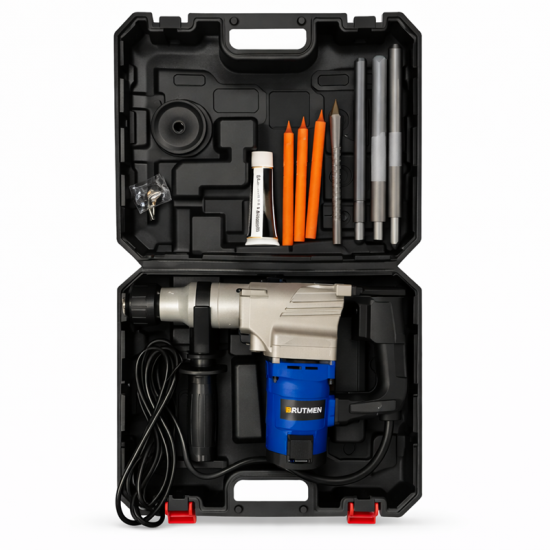 Ηλεκτρικό κρουστικό δράπανο 800W 220V 900rpm 26mm με 5 κεφαλές σε βαλιτσάκι μεταφοράς 
