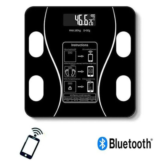 Έξυπνη Ψηφιακή Ζυγαριά Bluetooth με Ανάλυση Σώματος – Έως 180kg – Μαύρη