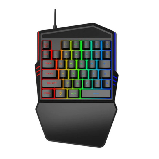 Μονό Πληκτρολόγιο LED RGB USB Ενός Χεριού για PUBG Gaming Andowl Q-JP60 – Μαύρο