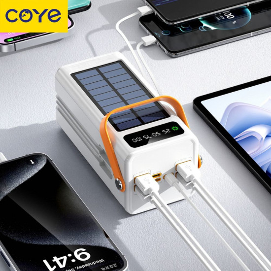 Power Bank 50.000mAh Ηλιακής Φόρτισης με Type-C, USB, Lightning & LED Φακό – CB-18