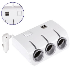 Πολύπριζο – Φορτιστής Αυτοκινήτου 2 x USB 3.1A & 3 x Θύρες Αναπτήρα Αυτοκινήτου DC 12-24V Max 60W Λευκό Πολύπριζο – Φορτιστής Αυτοκινήτου 2 x USB 3.1A & 3 x Θύρες Αναπτήρα Αυτοκινήτου DC 12-24V Max 60W Λευκό
