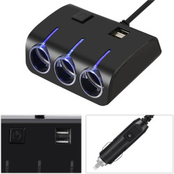 Πολύπριζο – Φορτιστής Αυτοκινήτου 2 x USB 3.1A & 3 x Θύρες Αναπτήρα Αυτοκινήτου DC 12-24V Max 60W Μαύρο