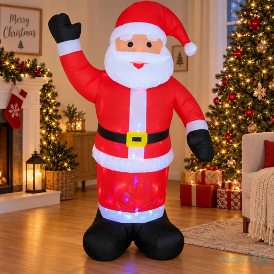Φουσκωτός Άγιος Βασίλης 120cm με Disco Extra Bright LED Φωτισμό