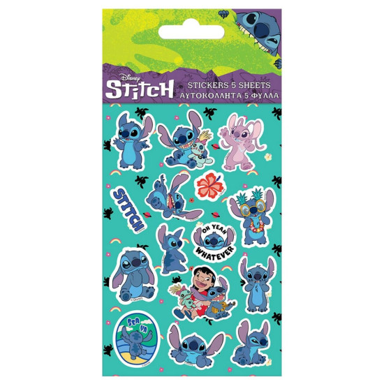 Αυτοκόλλητα σετ 5 Φύλλων Lilo & Stitch 12x8cm Stitch 000564613