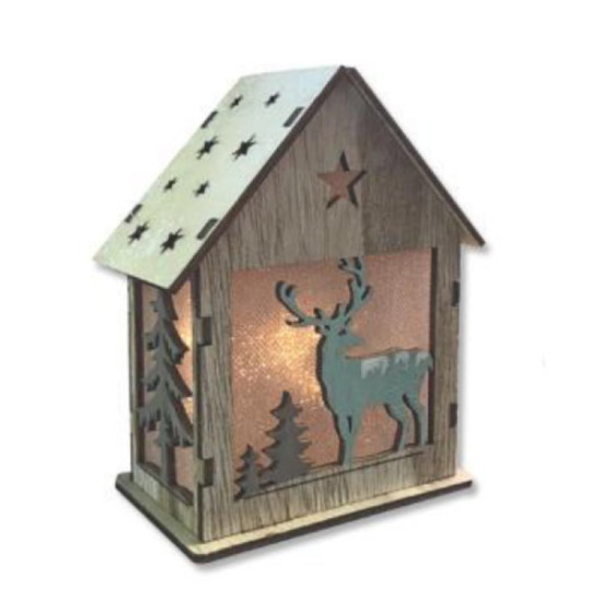 Χριστουγεννιάτικο Ξύλινο Διακοσμητικό Σπιτάκι ΟΕΜ