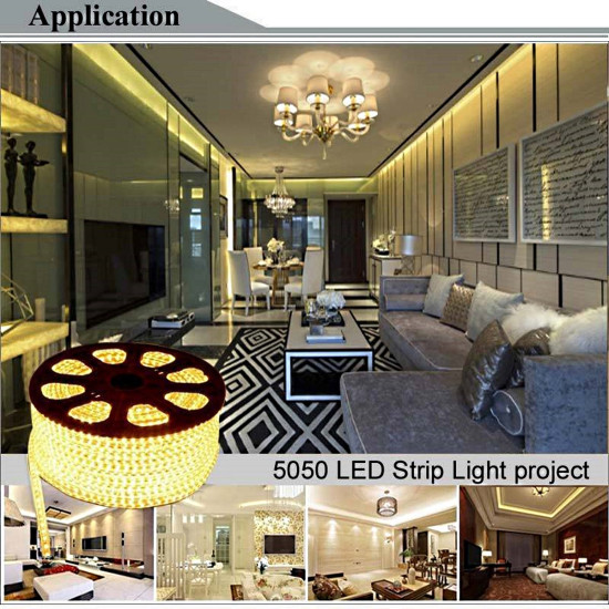 LED ταινία strip αδιάβροχη 1m - 100m 5050 warm white 220V 60 SMD OEM