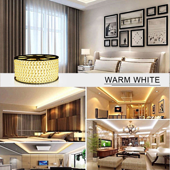 LED ταινία strip αδιάβροχη 1m - 100m 5050 warm white 220V 60 SMD OEM
