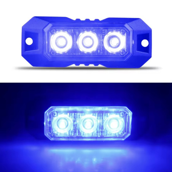 Φανάρι led μπλε strobe με διαφορετικές λειτουργίες LED 12-24V 3 SMD –  OEM