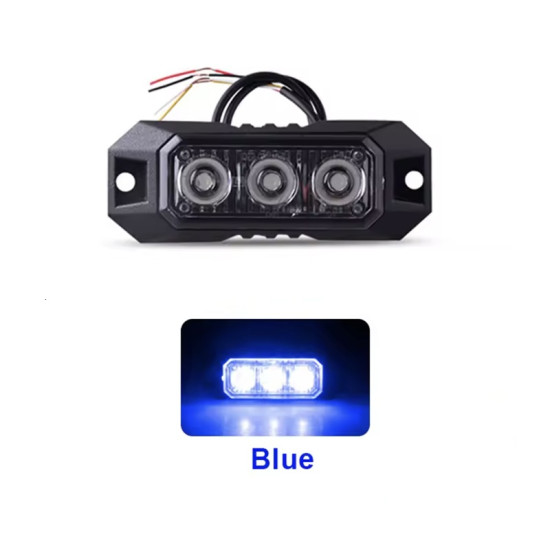 Φανάρι led μπλε strobe με διαφορετικές λειτουργίες LED 12-24V 3 SMD –  OEM