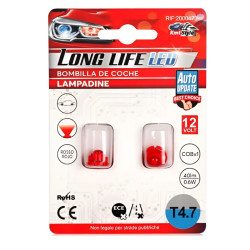 Λάμπες Αυτοκινήτου LED Κόκκινη T4.7 12V 0.6W 2 Τεμάχια Kmt Style