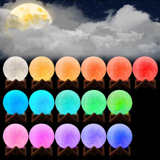 Mini Φωτιστικό 3D σελήνη με αυτόματη λειτουργιά αλλαγής χρωμάτων 10cm OEM