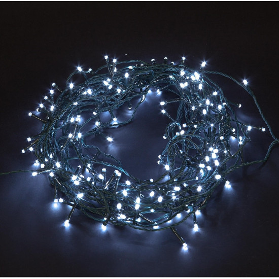 200 LED Χριστουγεννιάτικα Λαμπάκια με Πράσινο Καλώδιο – Λευκό Ψυχρό με Μπαταρία