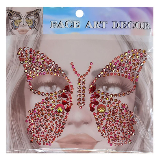 Αυτοκόλλητα Προσώπου Πεταλούδα Face Gems 17x17cm Carnavalista 232485