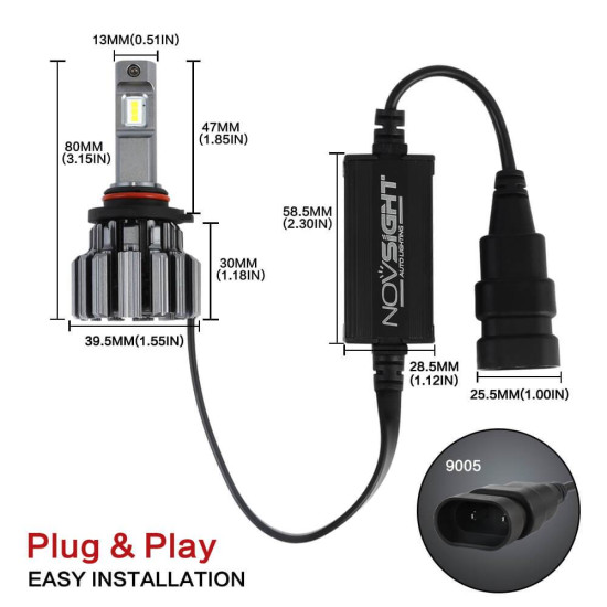 LED Λάμπες 2ΤΜΧ 50W 7.500LM 6000K A397-F06 H4 Novsight