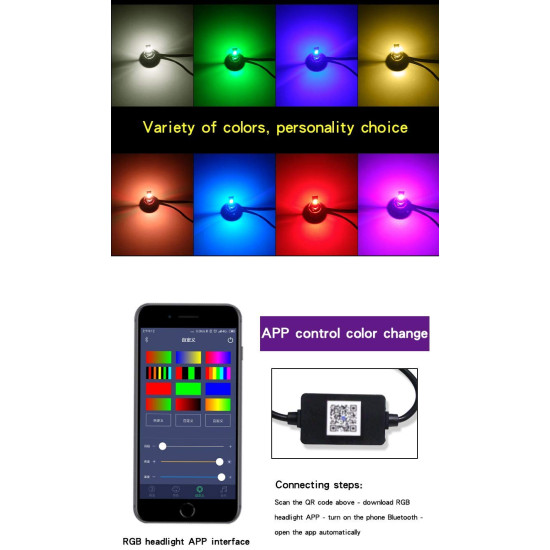 LED Λάμπες 2ΤΜΧ- RGB 40W 6000LM H7 ΜΕ BLUETOOTH - ΟΕΜ
